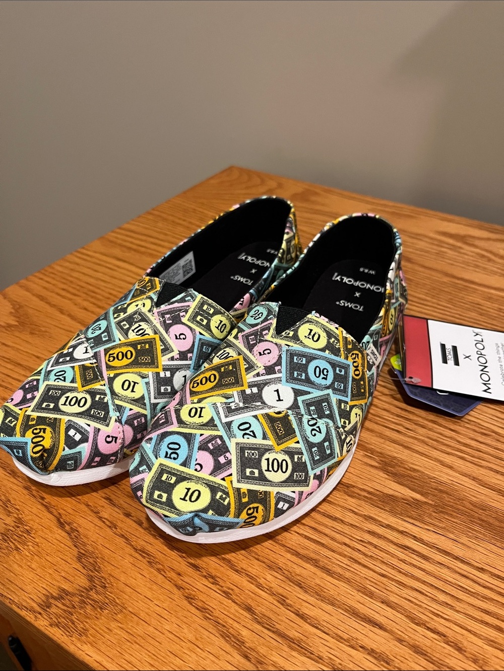 TOMS x Monopoly Women's Slip-On Alpargata- Multicolor Money Print